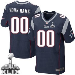 Nike New England Patriots Men's Customized Elite Navy Blue Home Super Bowl XLIX Jersey