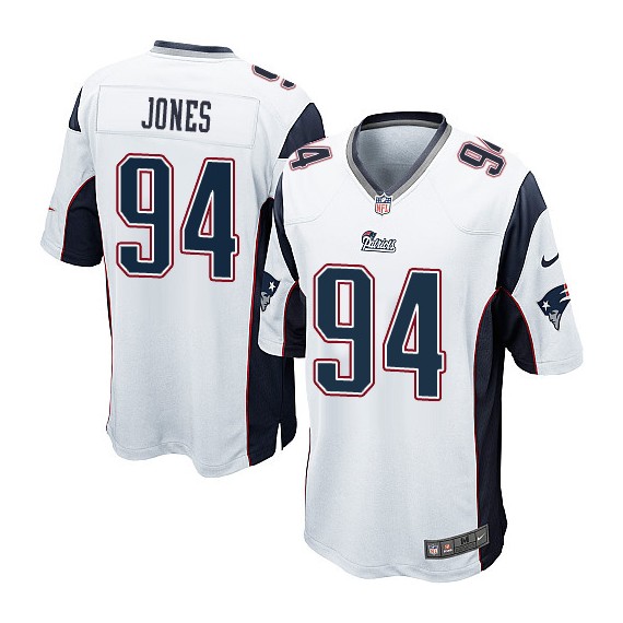 New England Patriots Chris Jones Official Nike White Game Adult Road NFL Jersey