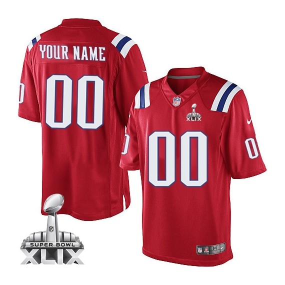 Nike New England Patriots Youth Customized Limited Red Alternate Super Bowl XLIX Jersey