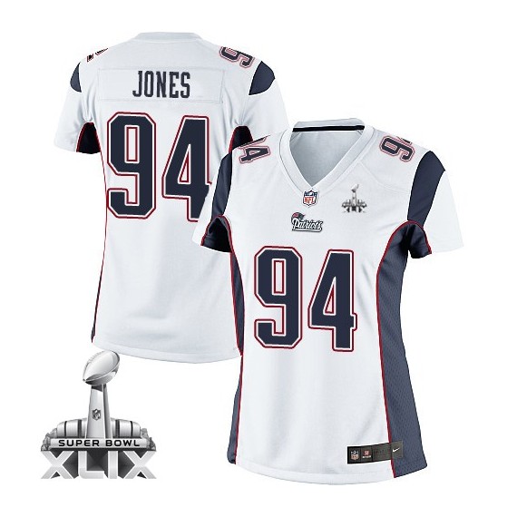 New England Patriots Chris Jones Official Nike White Limited Women's Road Super Bowl XLIX NFL Jersey