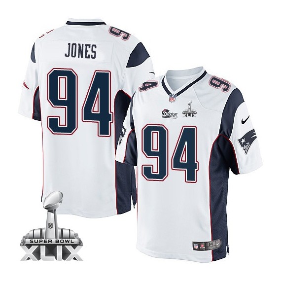 New England Patriots Chris Jones Official Nike White Elite Youth Road Super Bowl XLIX NFL Jersey