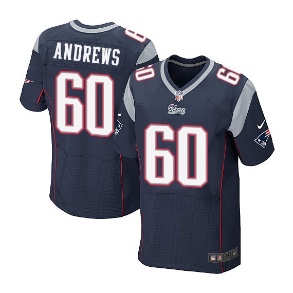 New England Patriots David Andrews Official Nike Navy Blue Elite Adult Home NFL Jersey