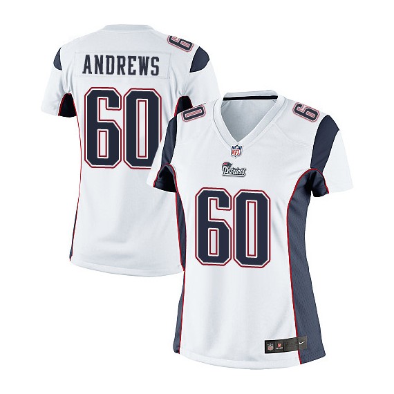 New England Patriots David Andrews Official Nike White Limited Women's Road NFL Jersey
