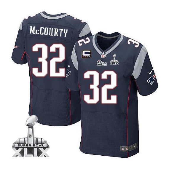 New England Patriots Devin McCourty Official Nike Navy Blue Elite Adult Home C Patch Super Bowl XLIX NFL Jersey