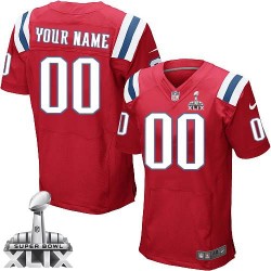 Nike New England Patriots Men's Customized Elite Red Alternate Super Bowl XLIX Jersey