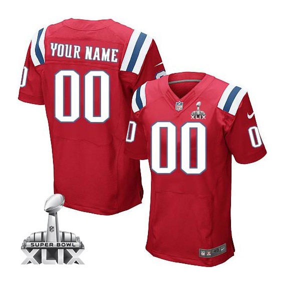Nike New England Patriots Men's Customized Elite Red Alternate Super Bowl XLIX Jersey