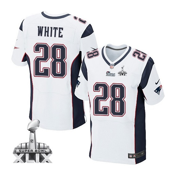 New England Patriots James White Official Nike White Elite Adult Road Super Bowl XLIX NFL Jersey