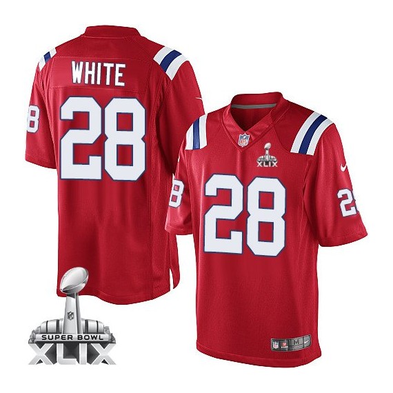 New England Patriots James White Official Nike White Elite Youth Red Alternate Super Bowl XLIX NFL Jersey