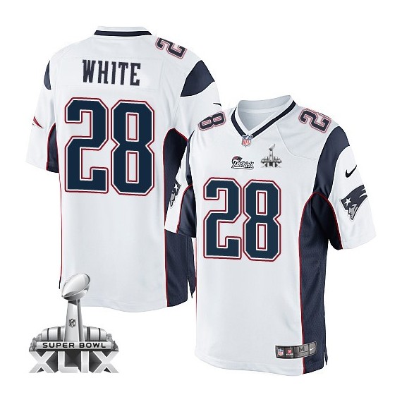 New England Patriots James White Official Nike White Elite Youth Road Super Bowl XLIX NFL Jersey
